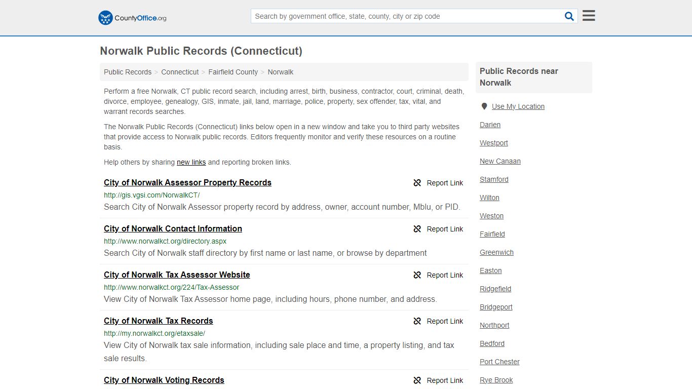 Norwalk Public Records (Connecticut) - County Office