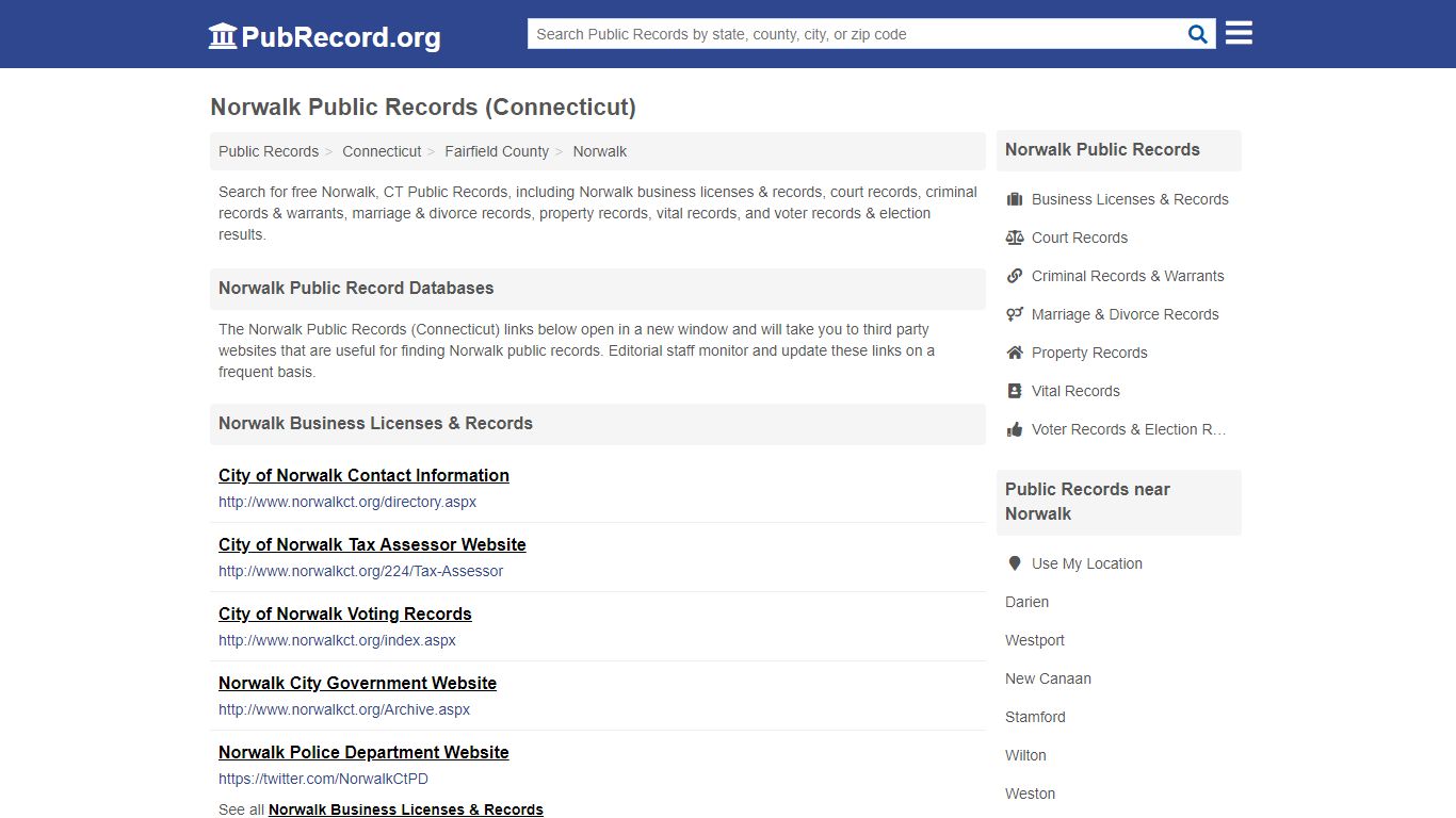 Free Norwalk Public Records (Connecticut Public Records) - PubRecord.org